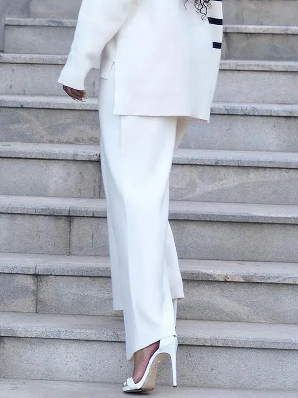 Wide Leg Solid Color Pants Trousers - Image 3