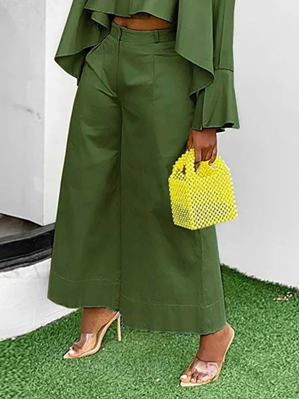 Wide Leg Solid Color Split-Joint Pants Trousers - Image 5