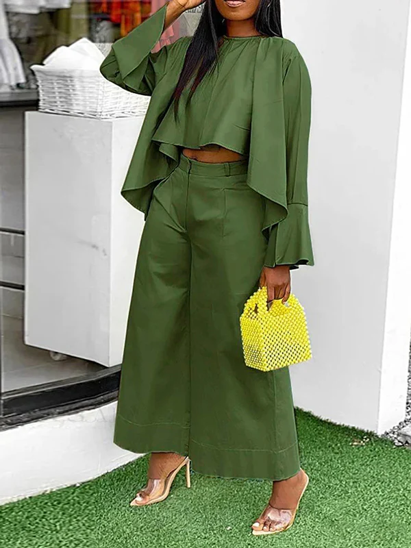 Wide Leg Solid Color Split-Joint Pants Trousers - Image 6