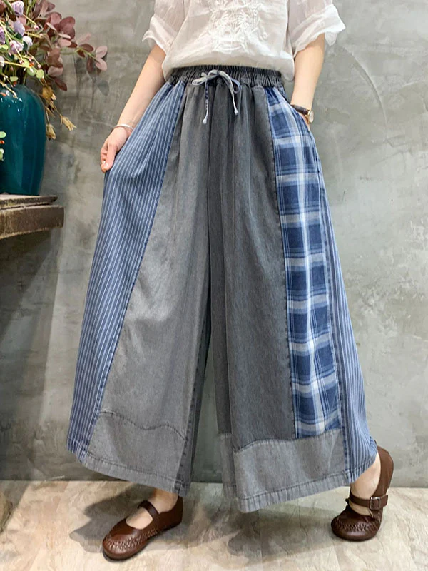 Wide Leg Split-Joint Striped Casual Pants Bottoms Jean Pants Bottoms - Image 3