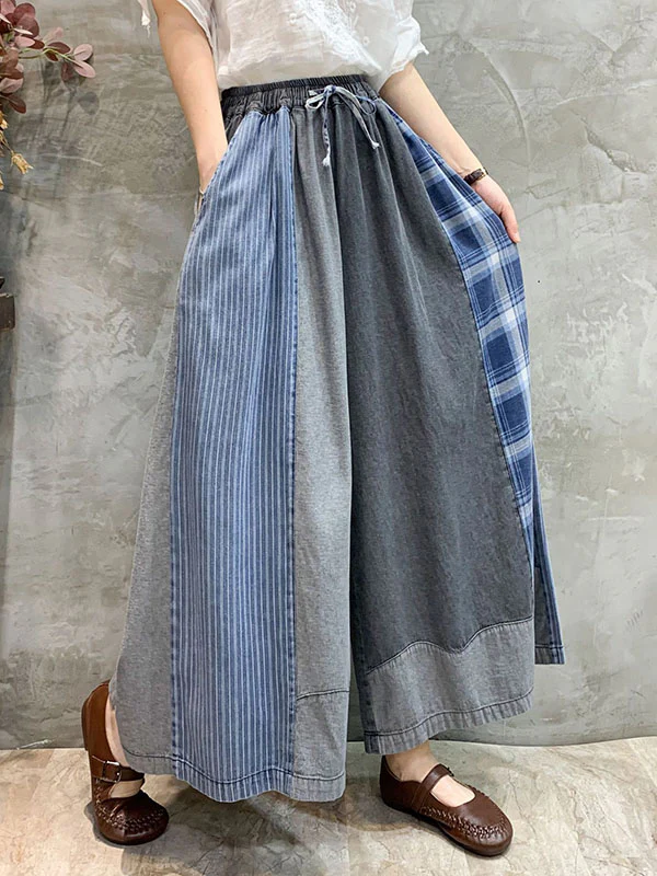 Wide Leg Split-Joint Striped Casual Pants Bottoms Jean Pants Bottoms - Image 4