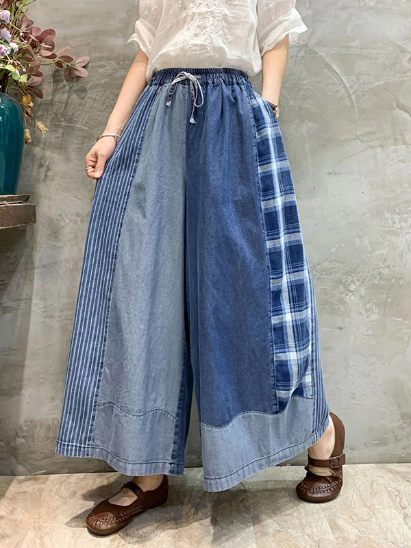 Wide Leg Split-Joint Striped Casual Pants Bottoms Jean Pants Bottoms - Image 5