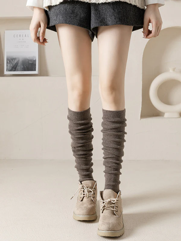 Wool Solid Color Leg Warmers Accessories - Image 10