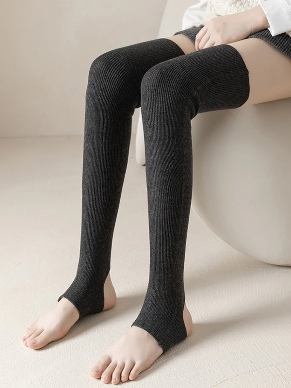 Wool Solid Color Leg Warmers Accessories - Image 5
