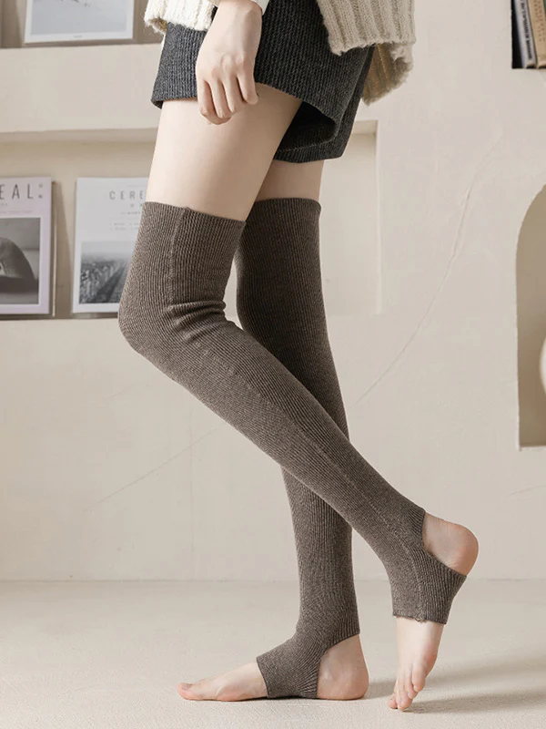 Wool Solid Color Leg Warmers Accessories - Image 6