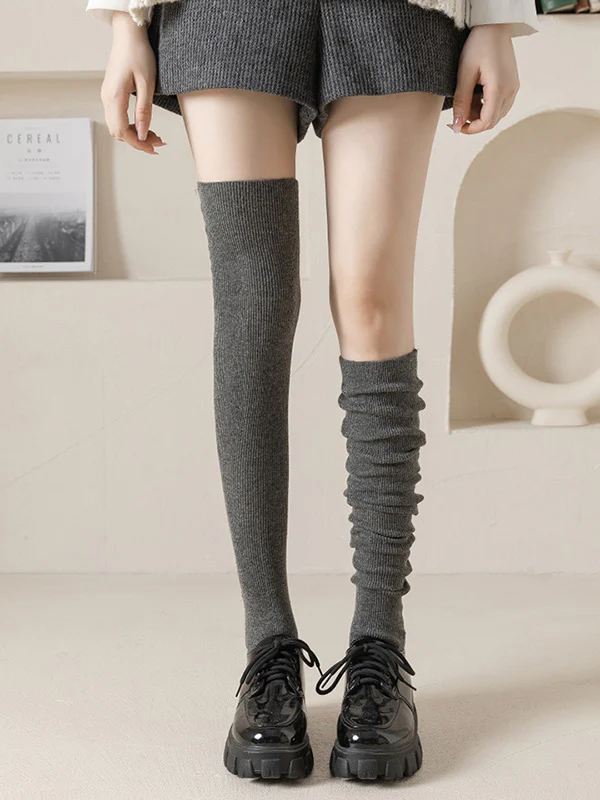 Wool Solid Color Leg Warmers Accessories - Image 9