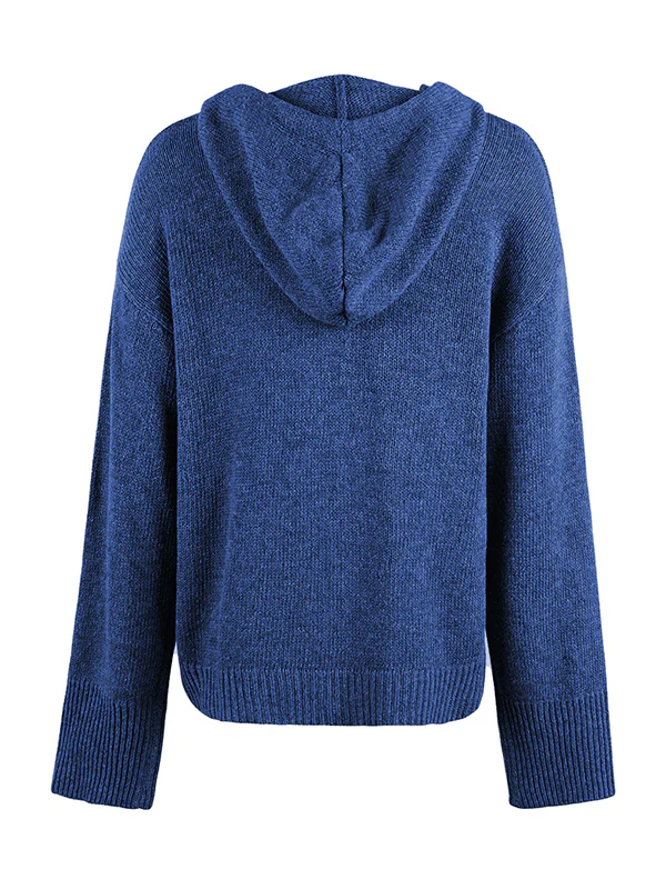 Wrap Buttoned Hooded Solid Color Cardigan - Image 23
