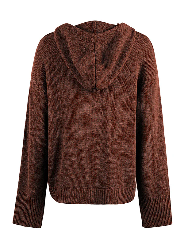Wrap Buttoned Hooded Solid Color Cardigan - Image 27