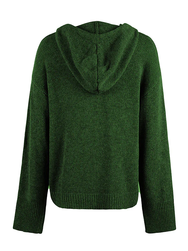 Wrap Buttoned Hooded Solid Color Cardigan - Image 29