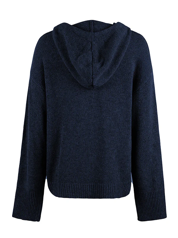Wrap Buttoned Hooded Solid Color Cardigan - Image 31