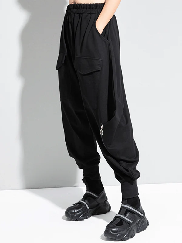 Zipper Original Simple Loose Solid Harem Pants - Image 2