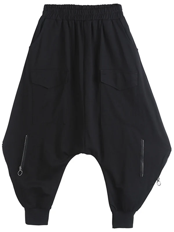 Zipper Original Simple Loose Solid Harem Pants - Image 5